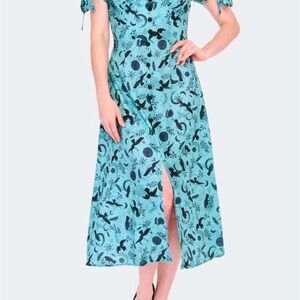 Voodoo Vixen midi dress Crow and Moon Pattern